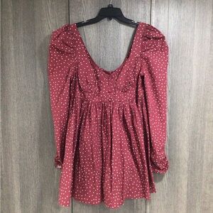 ASOS Burgundy Polka Dot Blouse